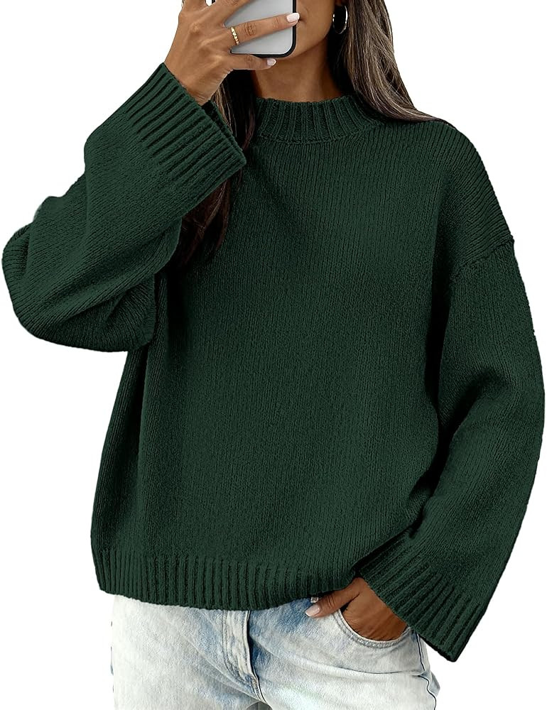 BTFBM Sweaters for Women 2025 Casual Crewneck Long Sleeve Loose Ribbed Knit Pullover Sweater Wint... | Amazon (US)