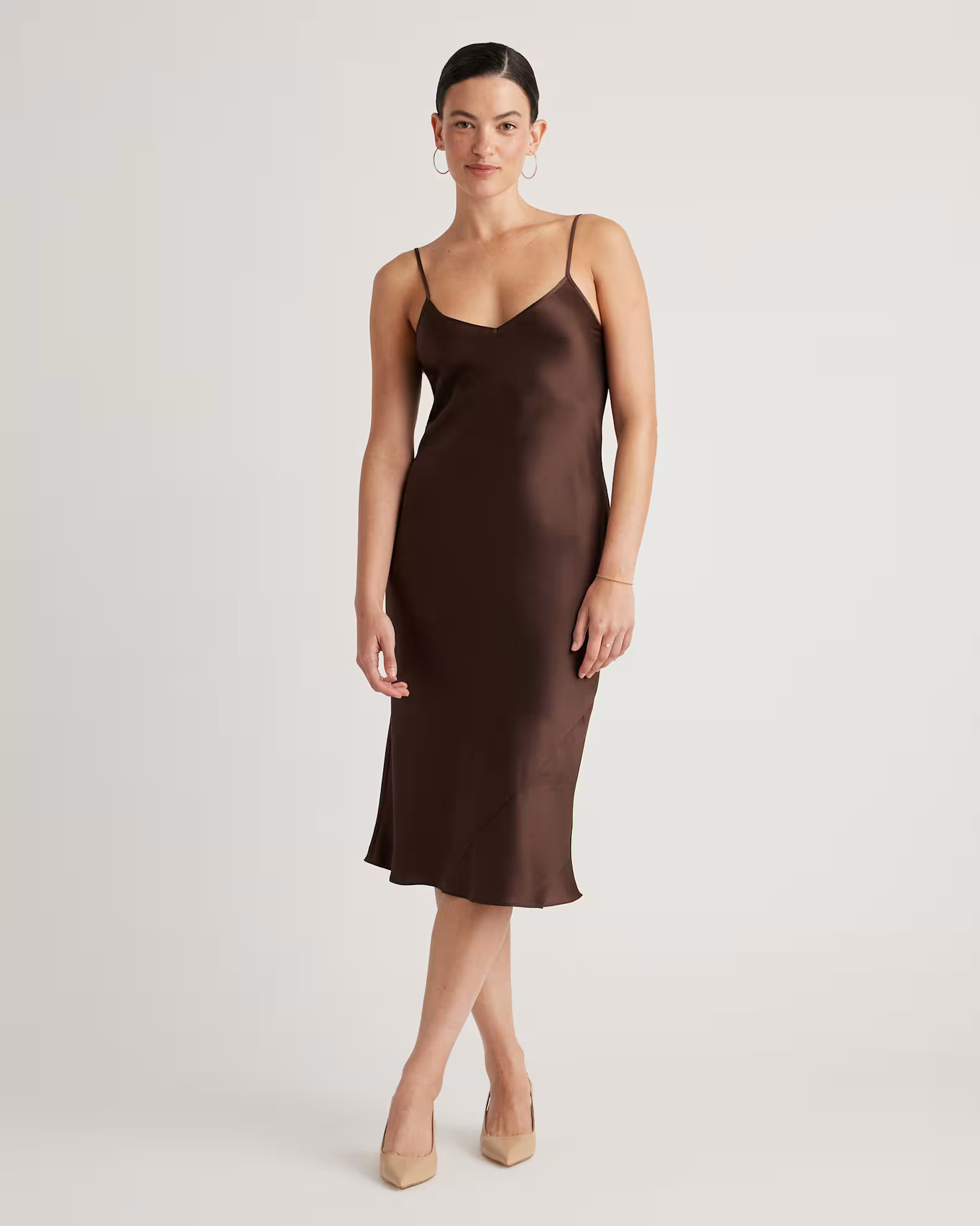 100% Washable Silk Slip Dress in Hot Fudge | Quince