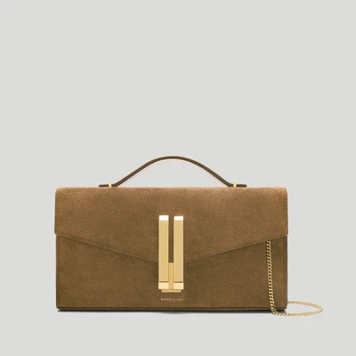 DeMellier The Vancouver Clutch in Tobacco Suede Leather Clutch | DeMellier