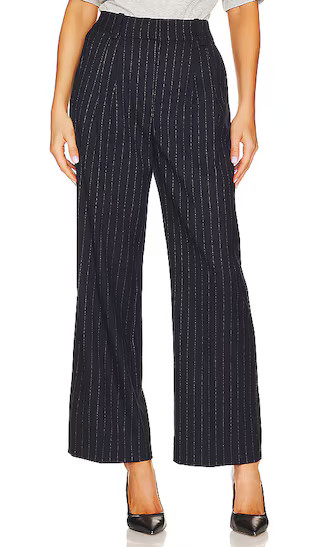The Favorite Pant Shortie in Navy Pinstripe | Revolve Clothing (Global)