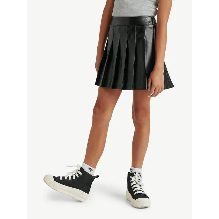 Justice Girls Pleated Pleather Skirt, Sizes Xs-Xlp | Walmart (US)