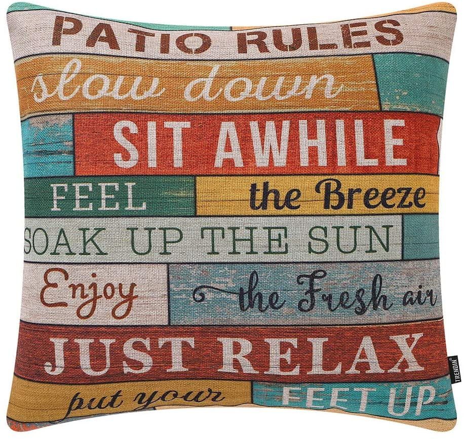 TRENDIN Patio Rules Throw Pillow Cover Square Pillowcase 18x18 inch PL574TR | Walmart (US)