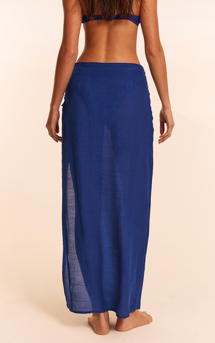 Cobalt Textured Woven O Ring Maxi Beach Skirt | PrettyLittleThing UK