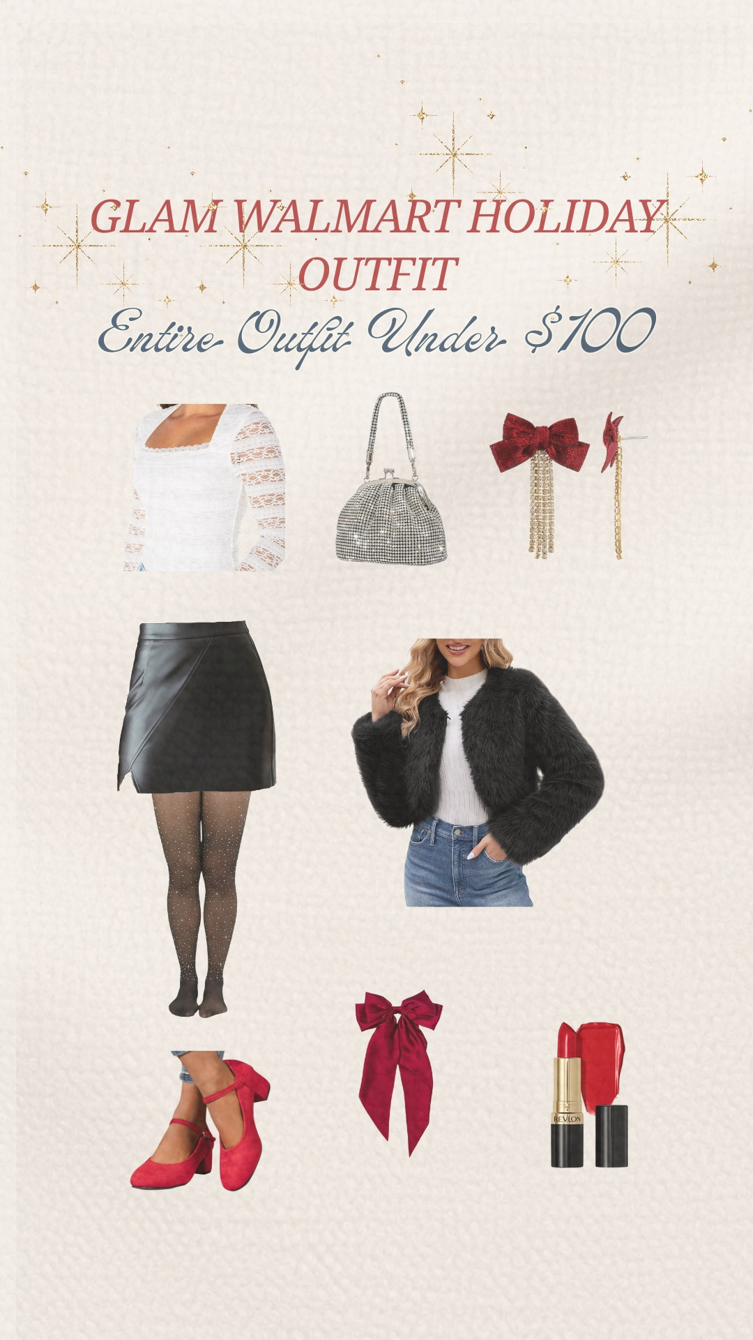 Glam holiday outfit from Walmart ✨
Everything in this look is under $100 — perfect for Christmas parties, winter events, and December date nights.
Shop the full outfit below 🎄

#LTKHoliday #WalmartOutfit #WalmartFashionFinds #AffordableHolidayOutfit #Under100Fashion #HolidayOutfitInspo #LTKUnder100 #WinterStyle #LTKSeasonal #HolidayGlam 

 #LTKHoliday #LTKOver40 #LTKFindsUnder100