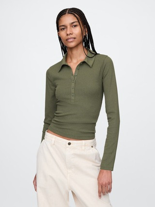 Modern Wide Rib Cropped Polo Shirt | Gap (US)