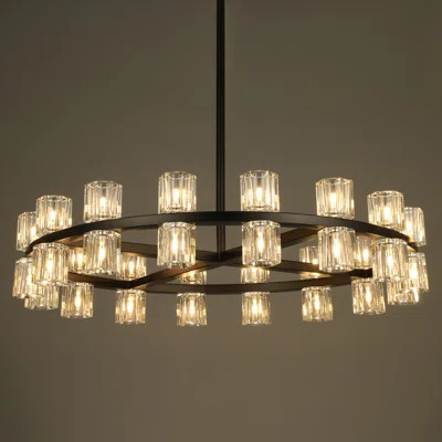 32-Lights Crystal Chandelier | Dia 33 Inch Round Chandeliers for Dining Room Over Table | Black Dining Room Light Fixture Apply to Living Room | Kitch | Wayfair North America