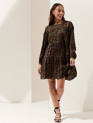 Print Satin Tiered Mini Dress | Banana Republic (US)