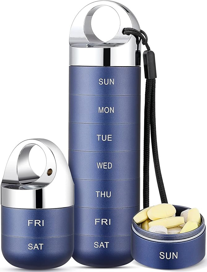 Zannaki Metal Travel Pill Organizer, Portable Waterproof Weekly Pill Box, Large Aluminum Alloy Pi... | Amazon (US)
