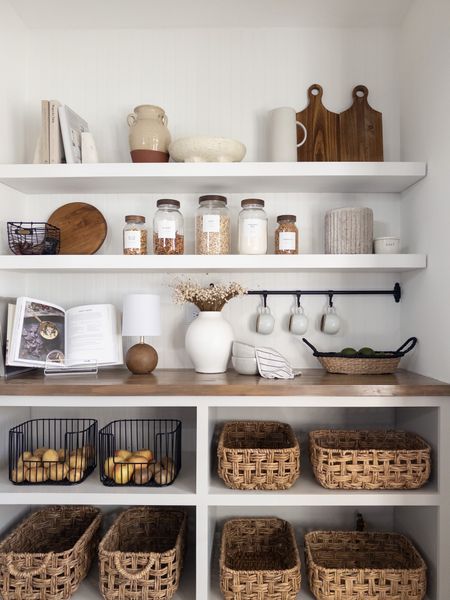 Pantry decor, pantry storage, pantry containers, pantry organization, food storage, food containers, baskets, fruit basket, crock, white vase, ceramic vase, home goods, Target home, hearth and hand with magnolia, studio McGee, pottery barn, crate and barrel, McGee and co 



#LTKunder50 #LTKhome #LTKunder100