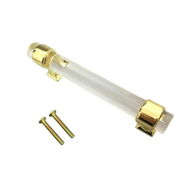 4Pcs 96mm Drawer Pull Acrylic Gold Clear Dresser Pulls Cabinet Door Handles Knobs Bathroom Handle... | Walmart (US)