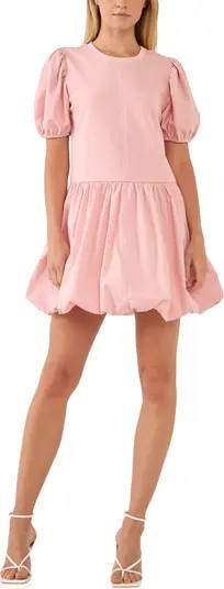 Mixed Media Balloon Hem Minidress | Nordstrom