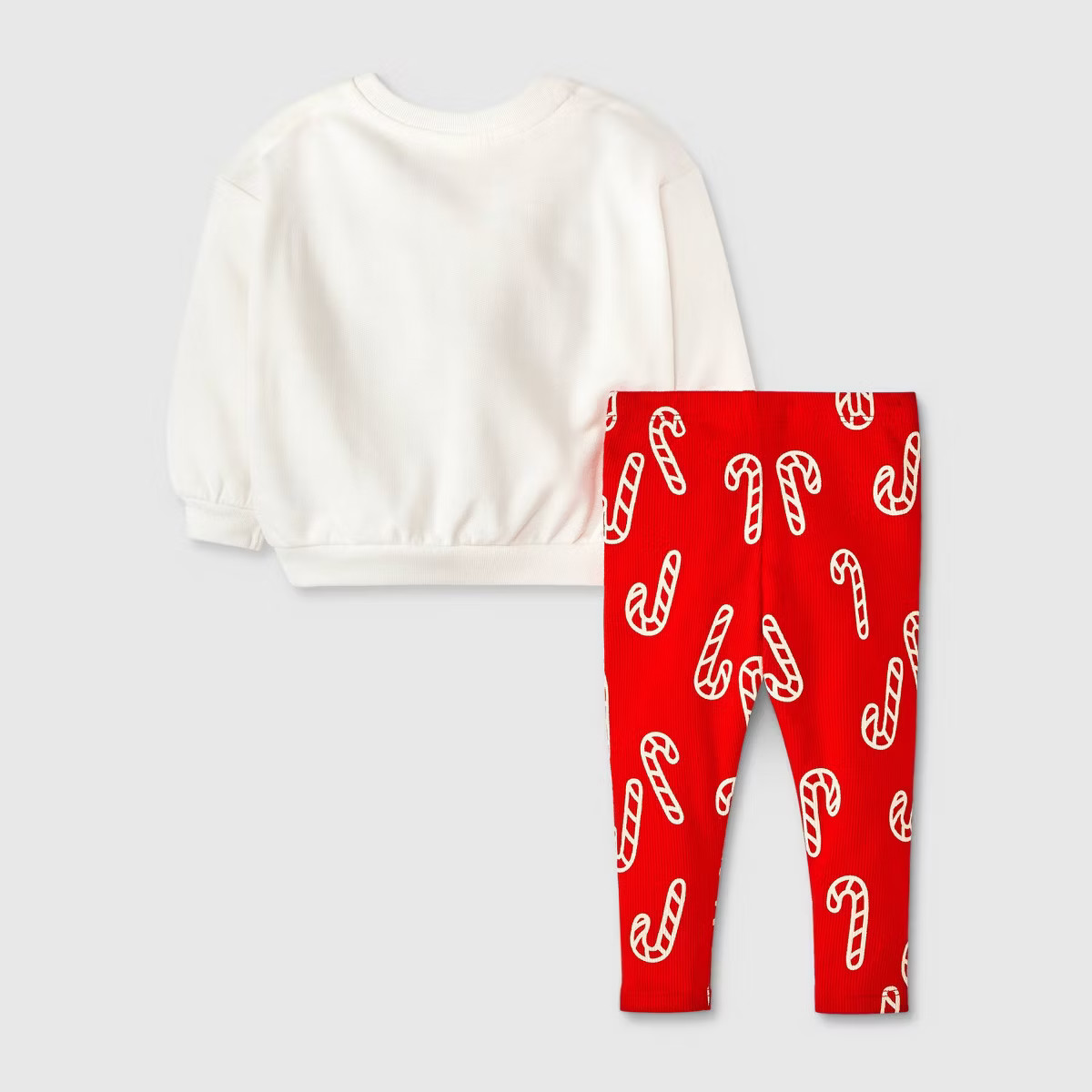 Baby Girls' Holiday Christmas Candy Cane Fleece Sweatshirt & Ribbed Leggings Set - Cat & Jack™ ... | Target