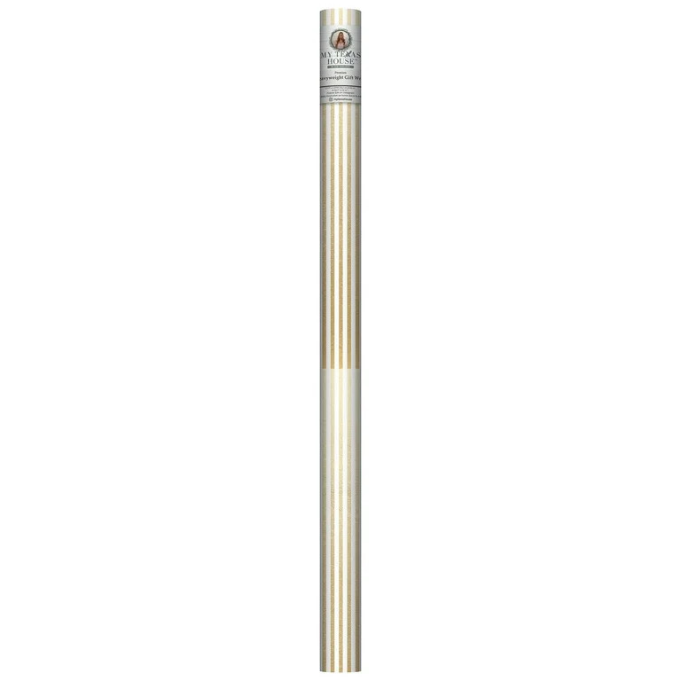 Gold and White Stripe Premium Heavyweight Christmas Wrapping Paper, 25 sq ft, by My Texas House | Walmart (US)