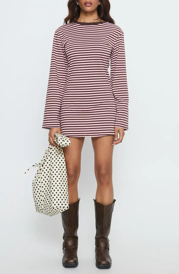 Lulolah Stripe Long Sleeve T-Shirt Minidress | Nordstrom