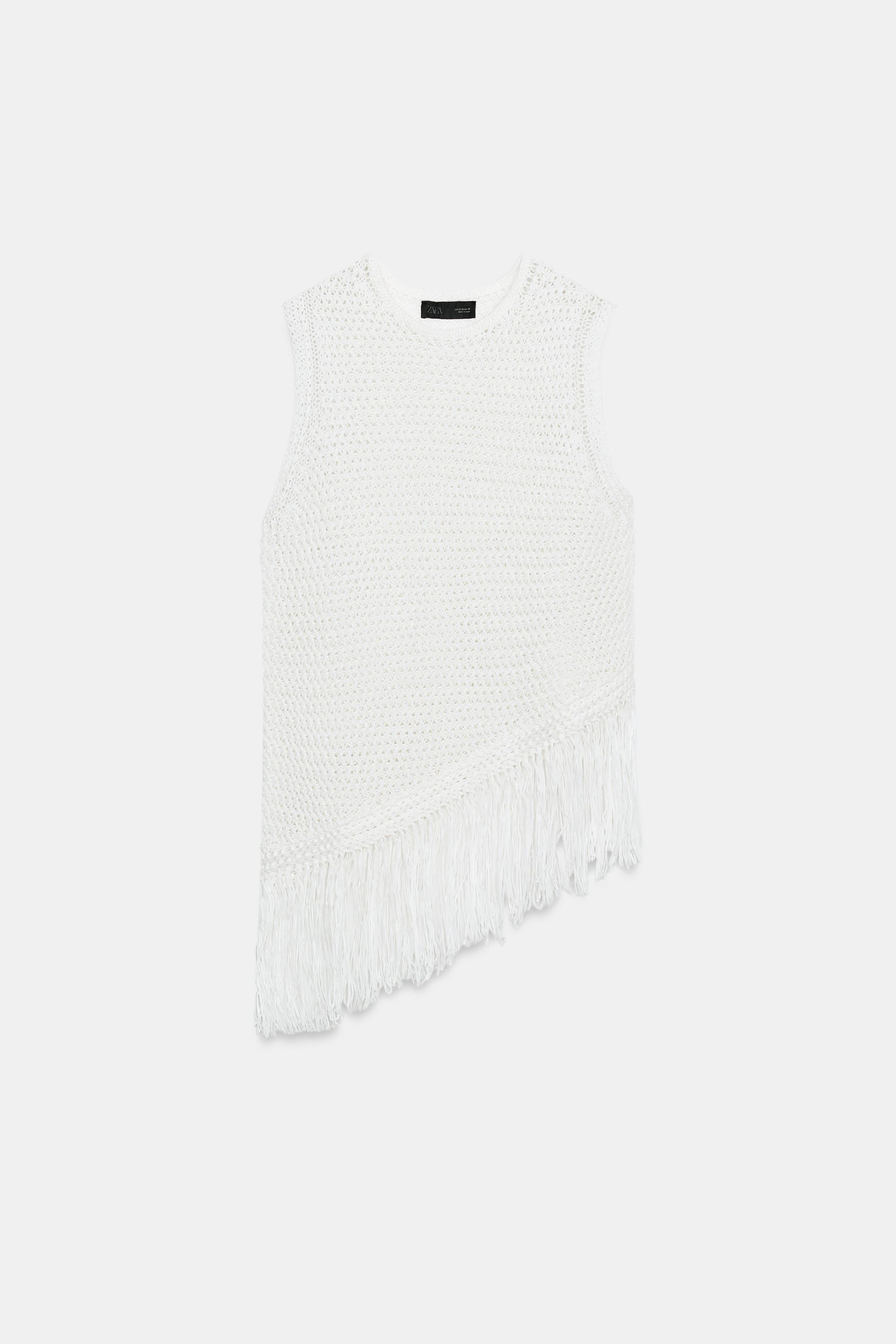 KNIT TOP WITH FRINGING | Zara UK