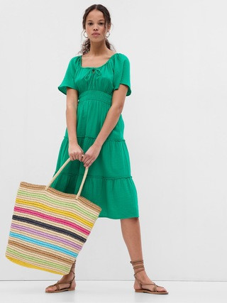 Crinkle Gauze Tiered Midi Dress | Gap (US)