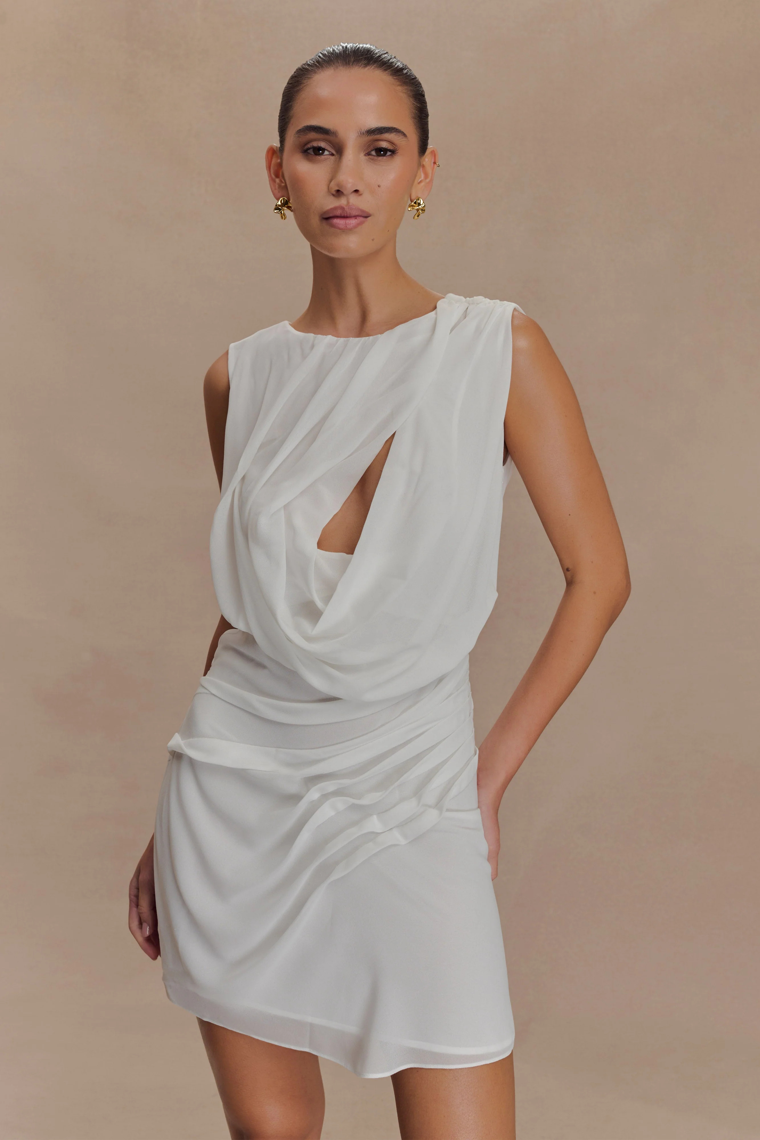 Oria Chiffon Mini Dress - White | Meshki (APAC)