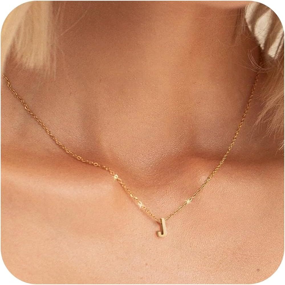 Initial Necklace for Women Girls - Dainty 18K Gold Filled Initial Necklace Tiny A-Z Pendant Choke... | Amazon (US)
