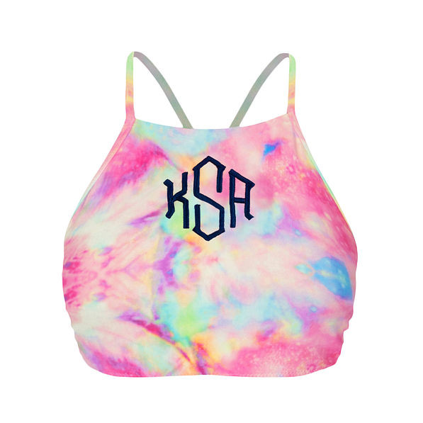 Monogrammed High Neck Bikini Top | Marleylilly