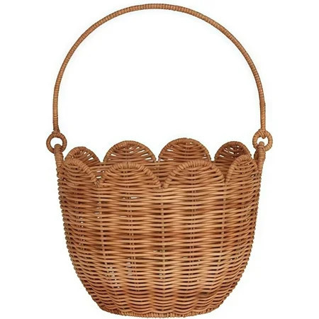 Kids Easter Wicker Baskets:Scalloped Basket, Easter Basket, Creative Flower Shape Picnic Basket, for Candy Egg Bread Flowers Toy Storage, Wicker Easter Basket with Handle (A) | Walmart (US)