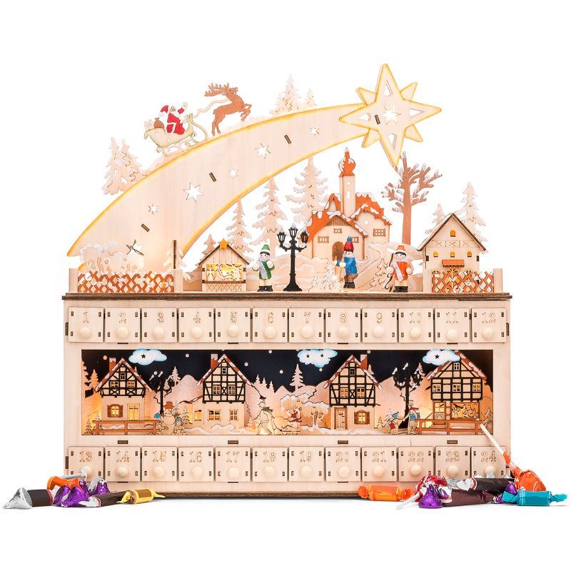 Best Choice Products Wooden Christmas Advent Calendar, Shooting Star w/ Battery-Operated LED Ligh... | Target