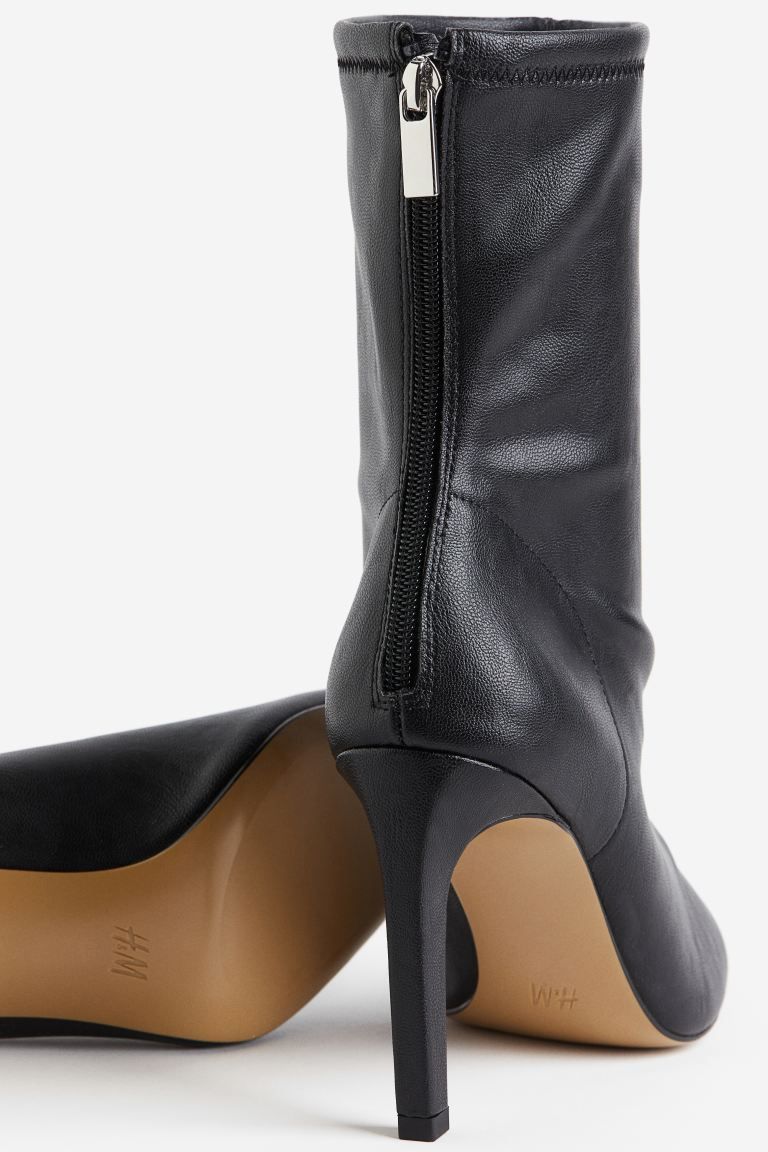 Calf-high sock boots - Black - Ladies | H&M GB | H&M (UK, MY, IN, SG, PH, TW, HK)