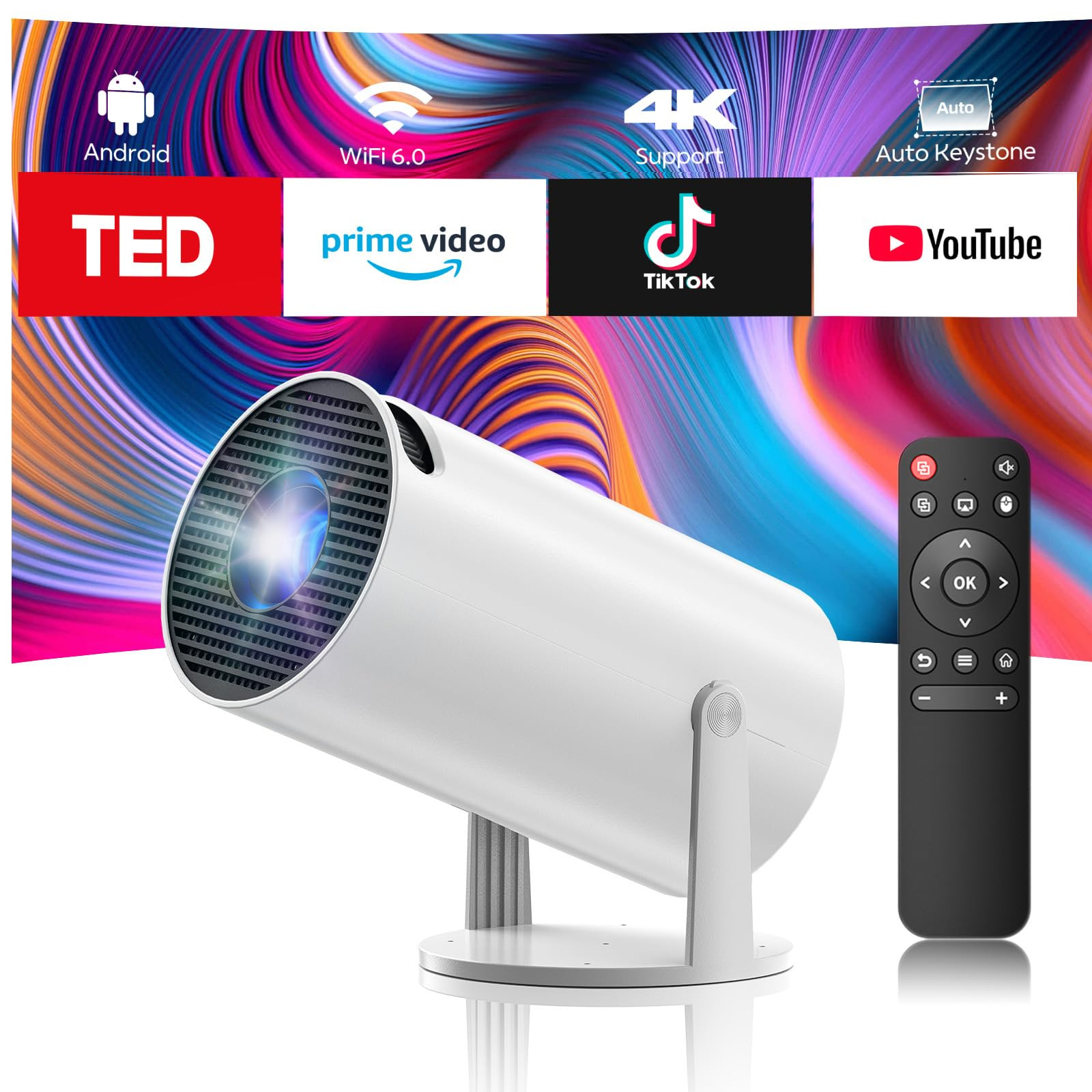 Mini Projector with WiFi and Bluetooth, Portable Projectors Support 4K, Automatic Keystone Correc... | Amazon (UK)