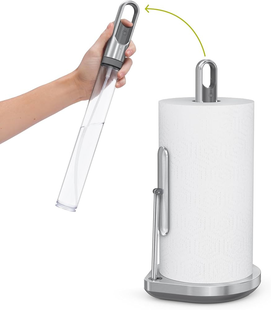 simplehuman Standing Paper Towel Holder with Spray Pump, Brushed Stainless Steel | Amazon (US)