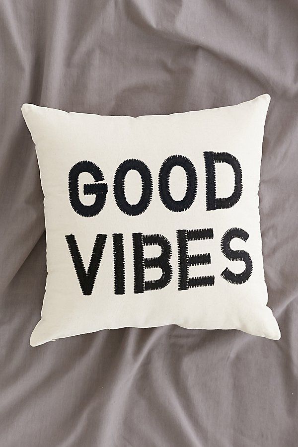 Magical Thinking Good Vibes Pillow - Black 18" SQ at Urban Outfitters | Urban Outfitters US