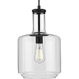 Latrobe Collection 1-Light Clear Glass Coastal Pendant Light Matte Black | Amazon (US)
