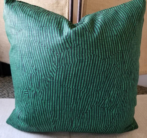 Kelly Wearstler Groundworks Avant Green/Black 100% USA Linen Custom Designer Pillow Cover! | Etsy (US)