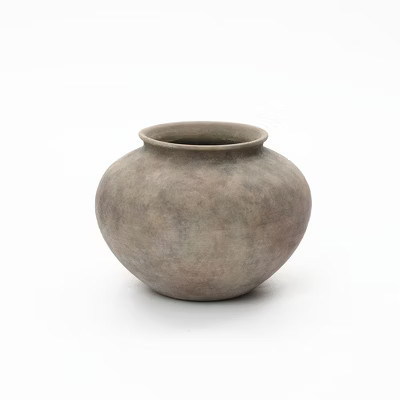 LuxenHome Rustic Ceramic Vase, 10.4" Wide Terracotta Pot with Earthy Gray-Brown Finish, Handcrafted | Target