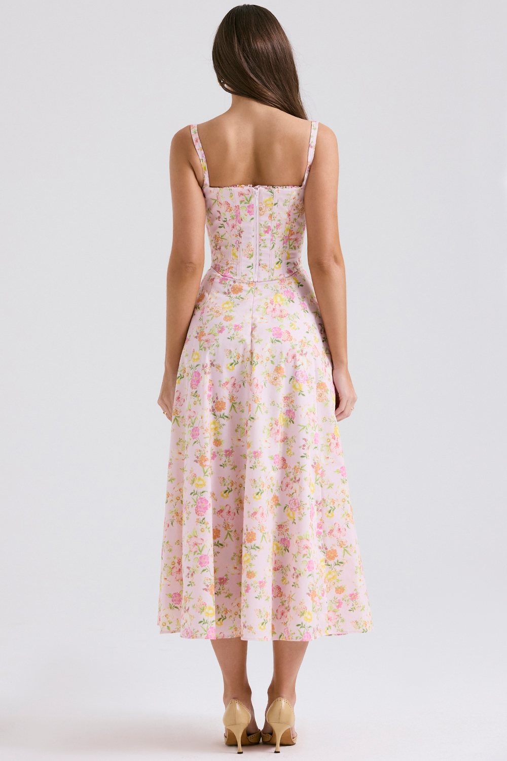 pink meadow print cotton midi sundress | House of CB