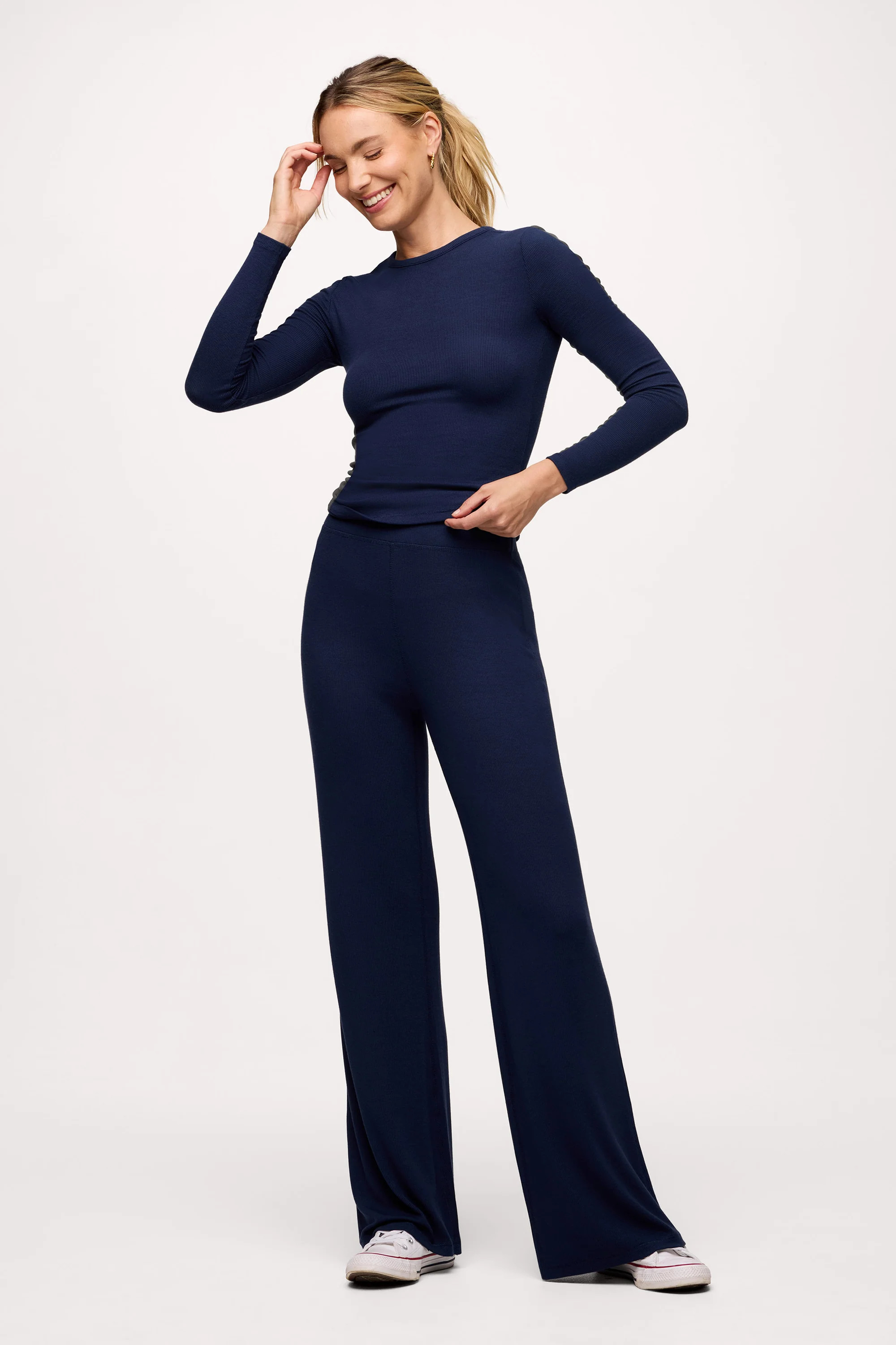 Slinky Rib Streamline Pant | Espresso | nuuds