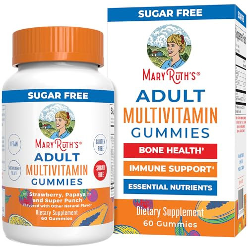 MaryRuth Organics Multivitamin for Women and Men | Sugar Free | Adult Multimineral Gummy with Vitamin C | D and E | B Vitamins | Biotin | Zinc | Vegan | Non-GMO | Gluten Free | 60 Count | Amazon (US)