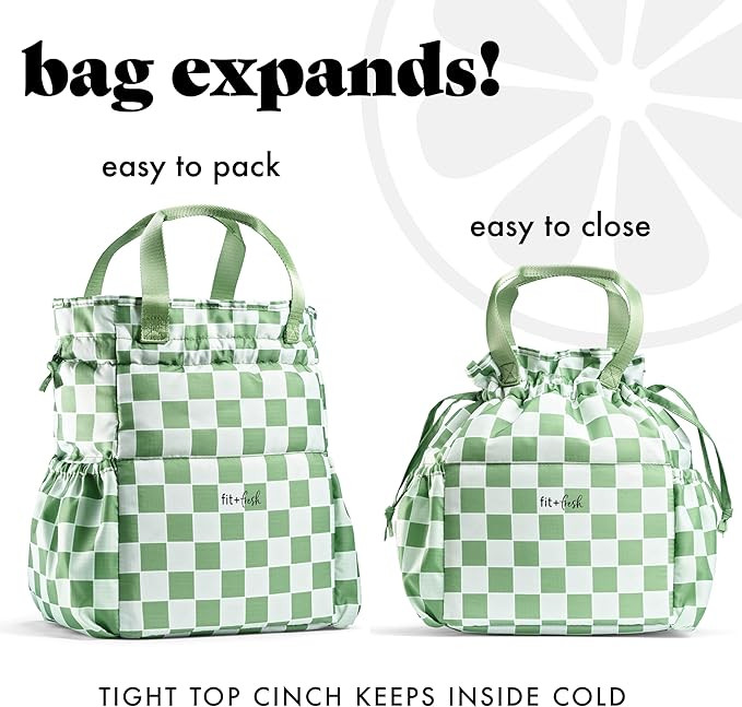 Fit & Fresh Cromwell Drawstring Lunch Bag for Women, Complete Lunch Set with 2 Containers, Stain-... | Amazon (US)