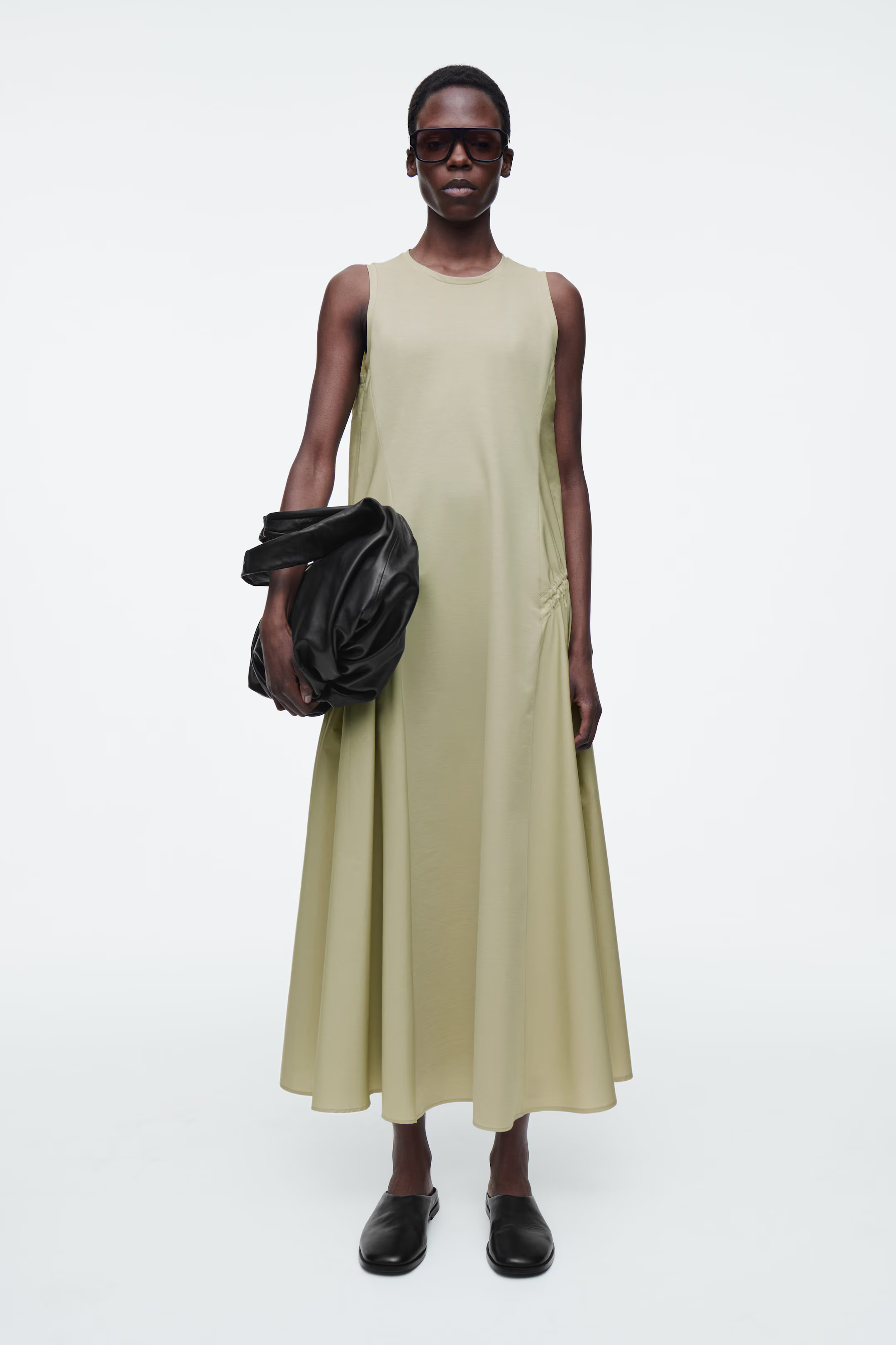 PANELLED GATHERED-SIDE MIDI DRESS - PISTACHIO | COS UK