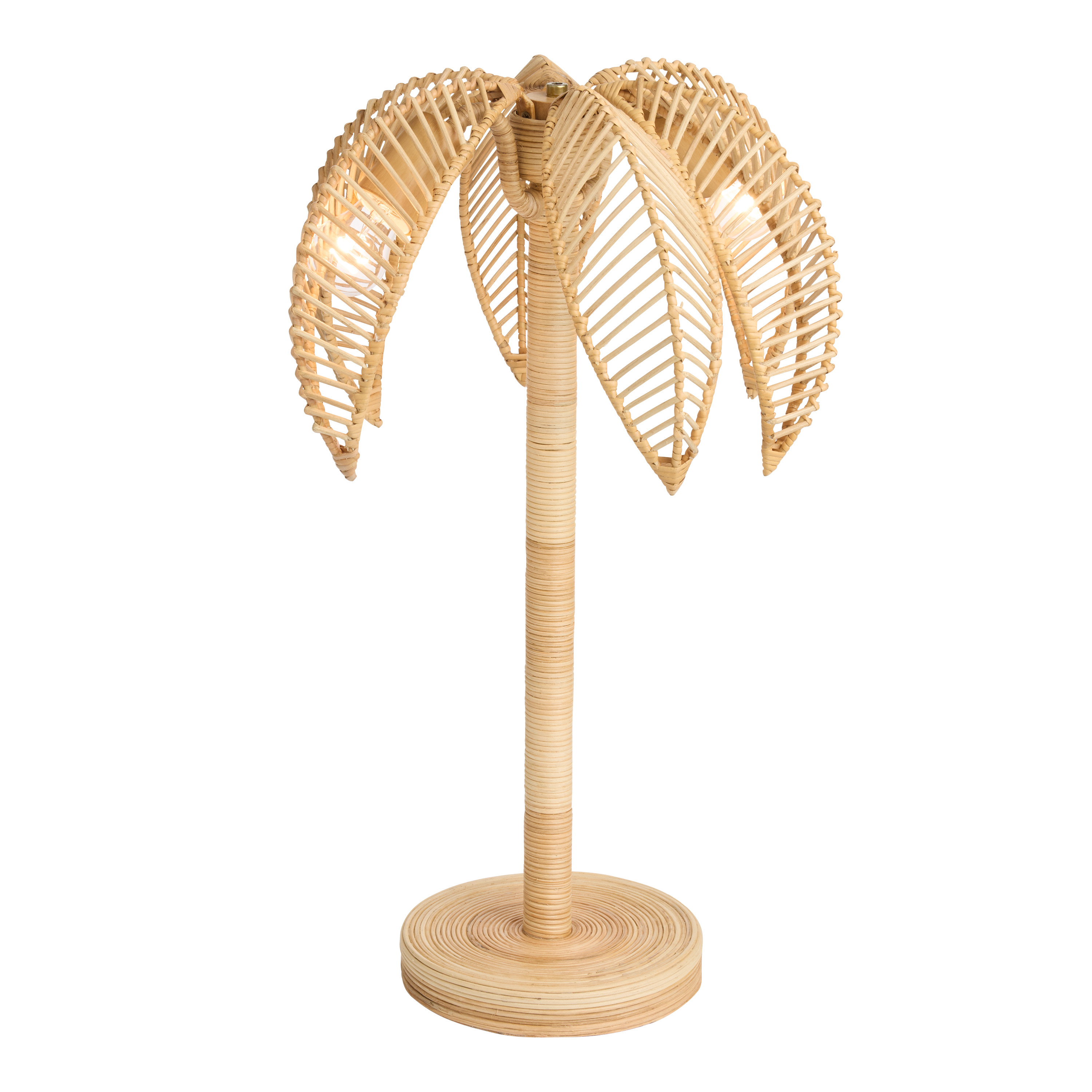 Natural Rattan Wicker Palm Tree 2 Light Table Lamp | World Market