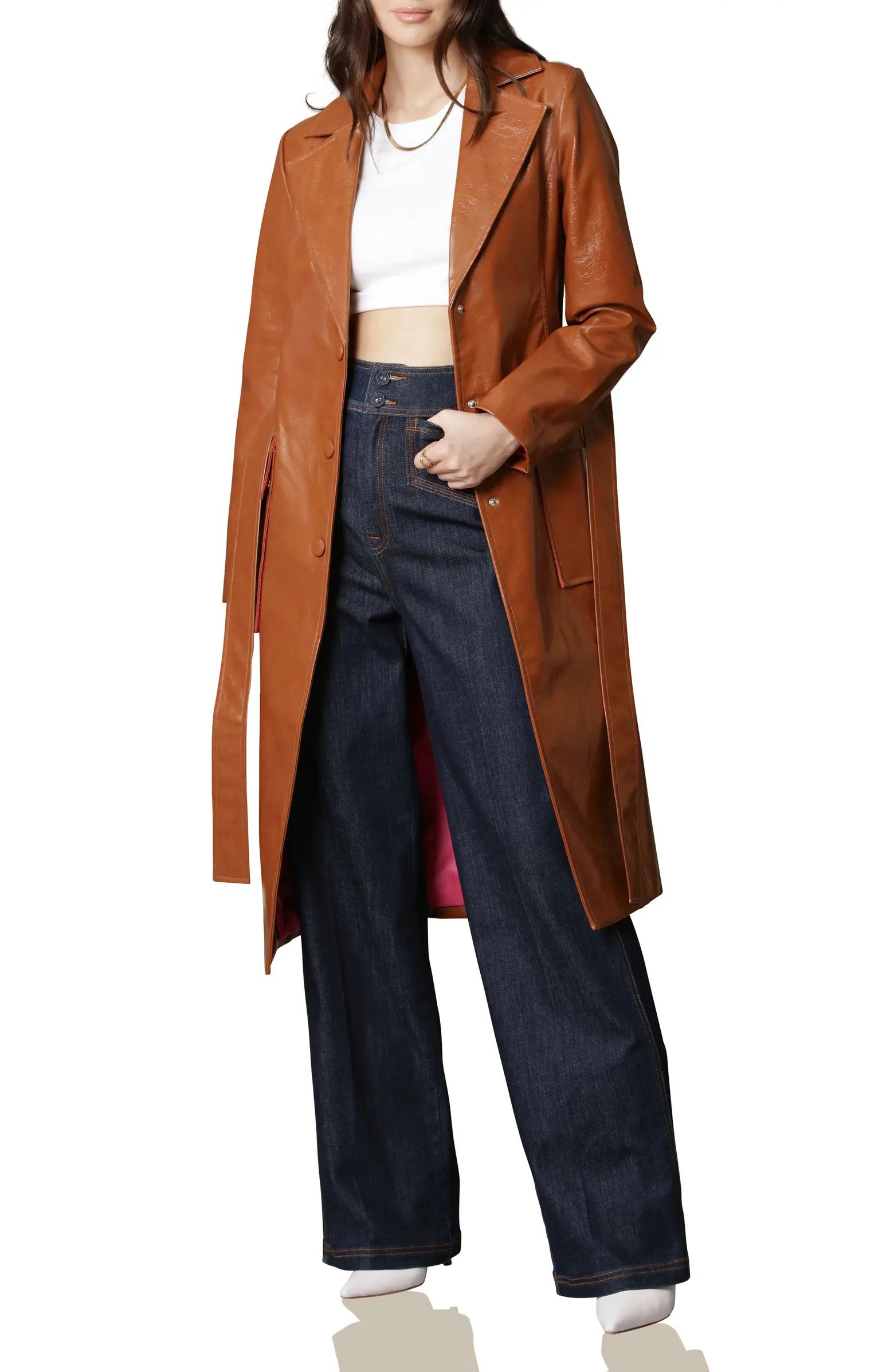 Relaxed Faux Leather Trench Coat | Nordstrom