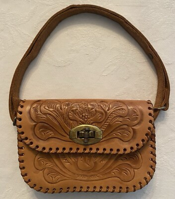 Vintage Hand Tooled Leather Wristlet Clutch Wallet Coin Purse 1970s Western 6” | eBay US