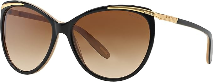 Ralph Woman Sunglasses Shiny Black On Nude & Gold Frame, Light Brown Gradient Dark Brown Lenses, ... | Amazon (US)