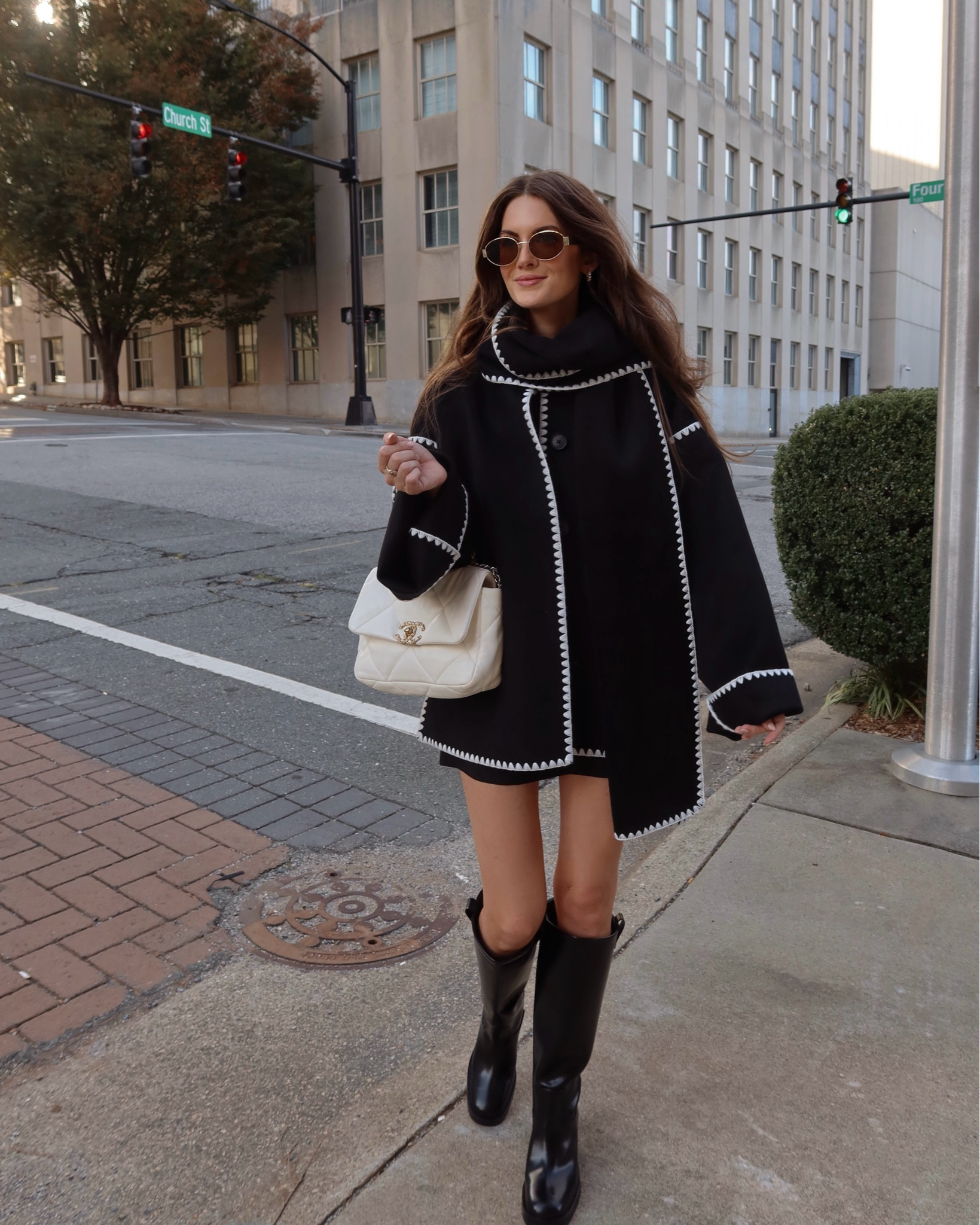Emily Gemma for Revolve collection! Love this coat with matching scarf 😍 fall fashion, whipstitch, black boots, Thanksgiving 

#LTKFindsUnder100 #LTKHoliday #LTKFindsUnder50