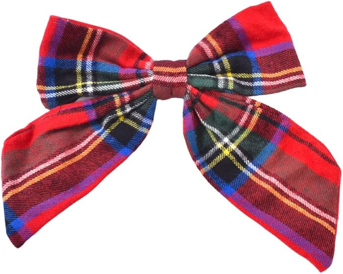 Bellefixe Christmas Bow Hair Clip | Women and Girls | Tartan Plaid Bow Clip (Cinnamon Spice) | Amazon (US)