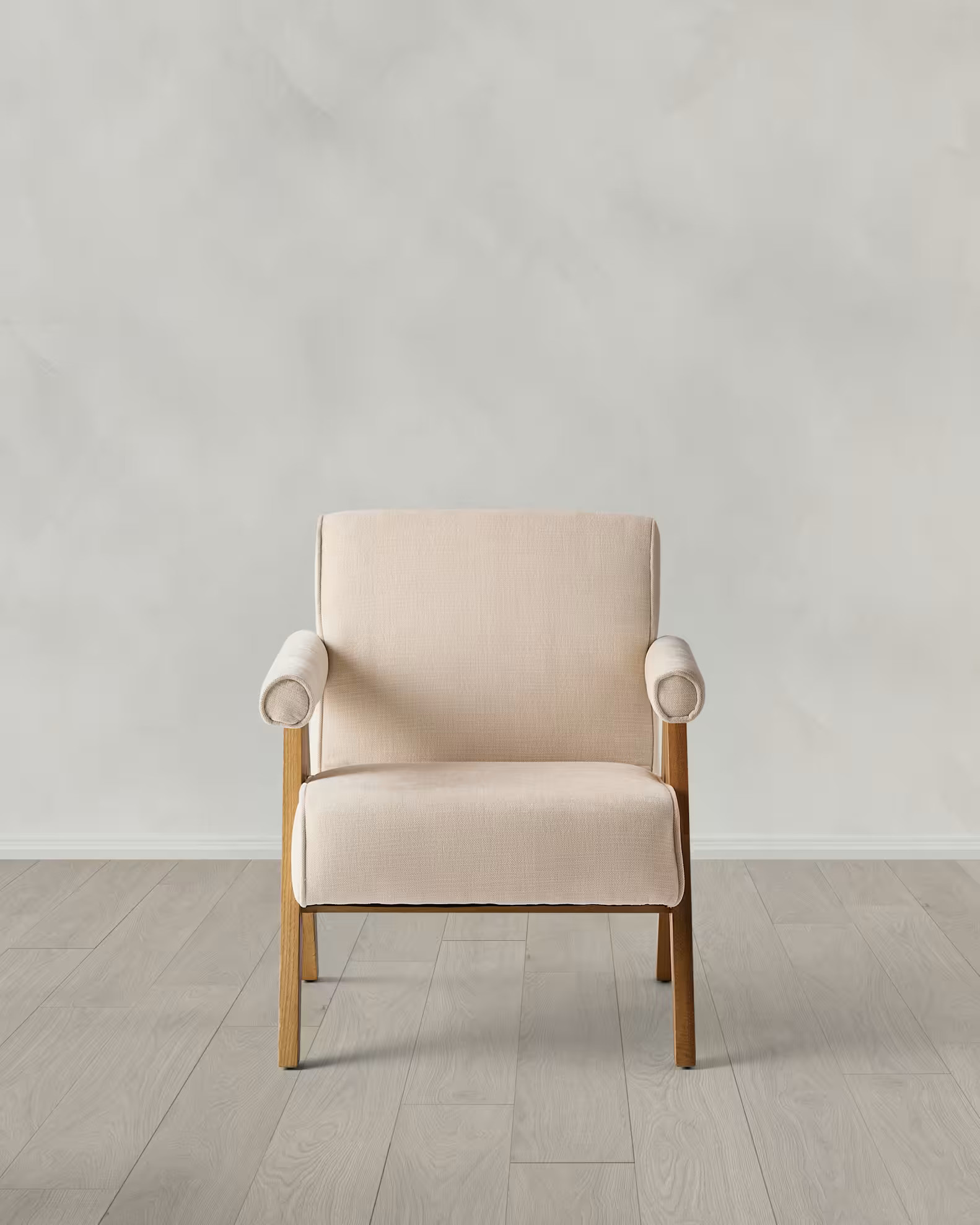 Solid Wood and Performance Chenille V-Leg Chair | Quince