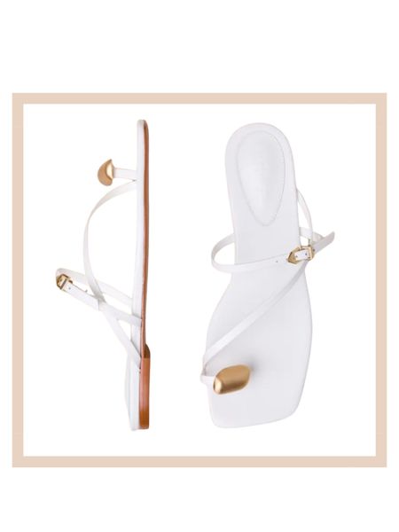 White leather strappy slide on sandals 

#LTKstyletip #LTKworkwear #LTKshoecrush