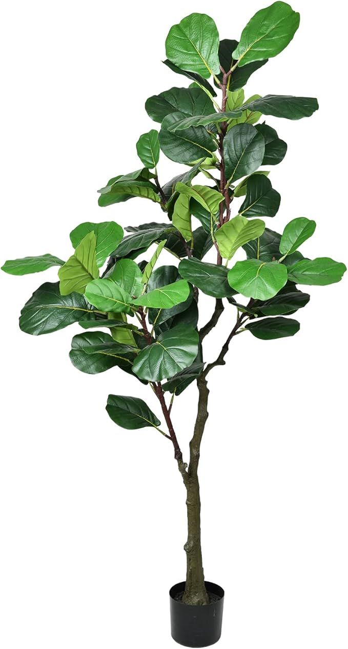 Artiflr 5Ft Artificial Plant Fiddle Leaf Fig Tree Fake Tree in Pot Natural Faux Tree Ficus Lyrata... | Amazon (US)