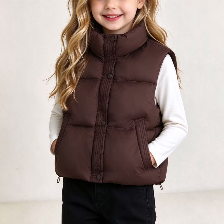 Mitankcoo Girls Puffer Quilted Vest Stand Collar Sleeveless Padded Snap Button Gilet with Pockets... | Walmart (US)