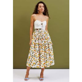 Refreshing Orange Printed Maxi Skirt in Ivory | Chicwish