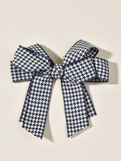 Houndstooth Print Bow Knot Hair Clip | SHEIN