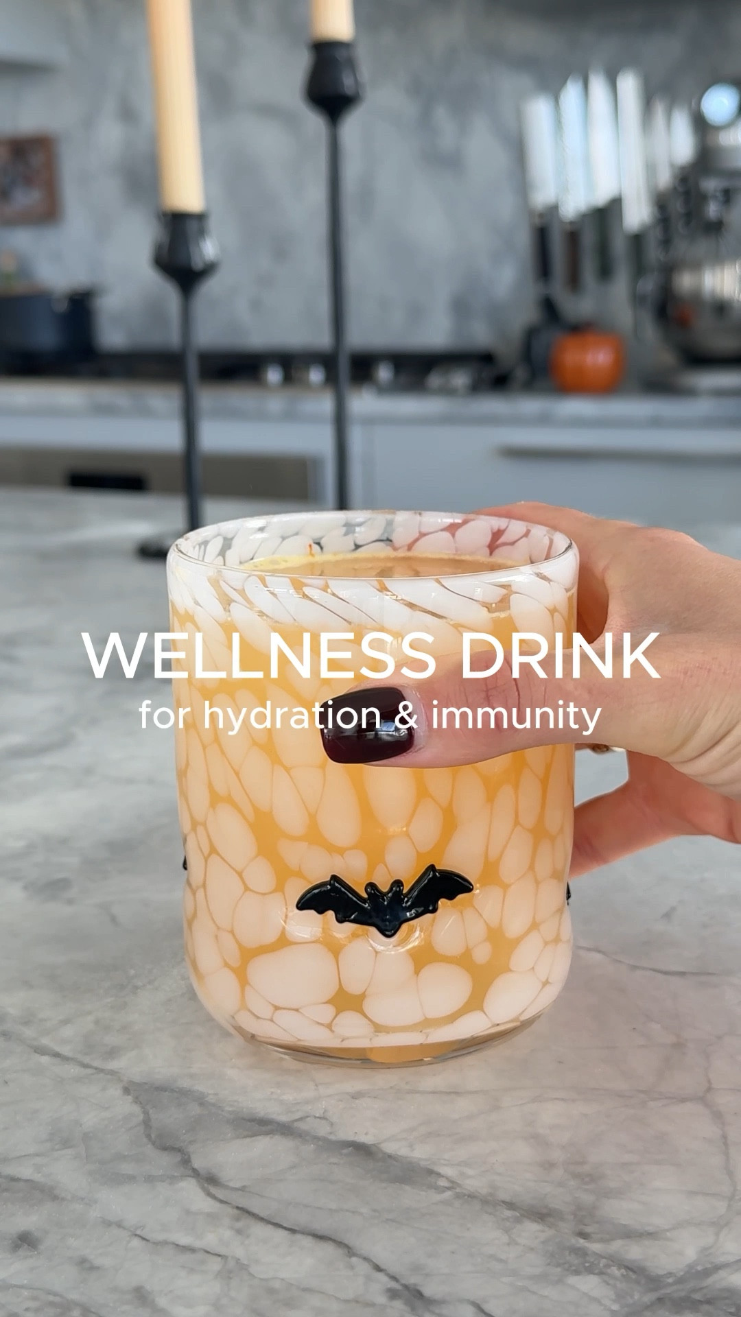 Wellness drink for flu season in the cutest spooky Anthro glass 🦇🧡 #home #anthropologie #halloween 

#LTKHalloween #LTKSeasonal #LTKHome